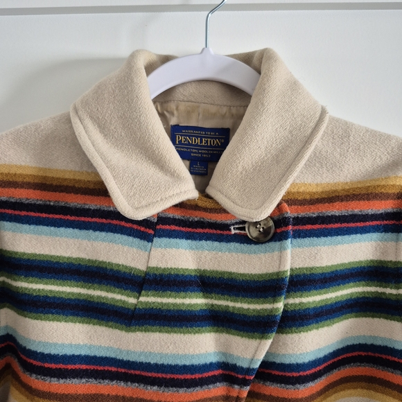 Pendleton La Grande Southwestern Coat Size Large Vintage Inspired Wool Stripe - Picture 7 of 13